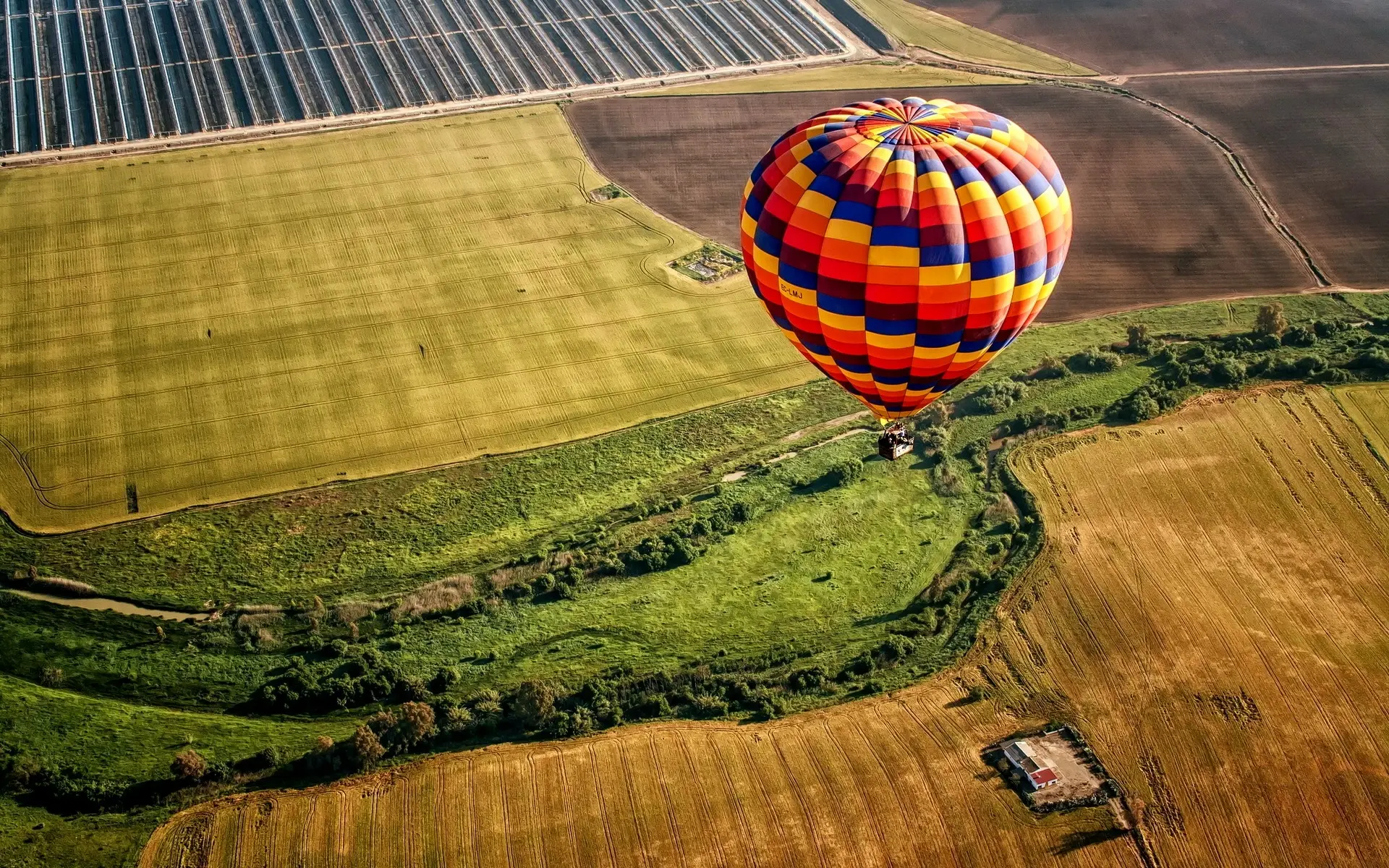 воздушный шар над полем